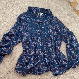flowy babydoll blouse Dark blue red size Large